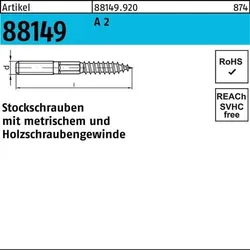 Stockschraube R 88149 Typ 23 E M6x 60 A 2 100 Stück