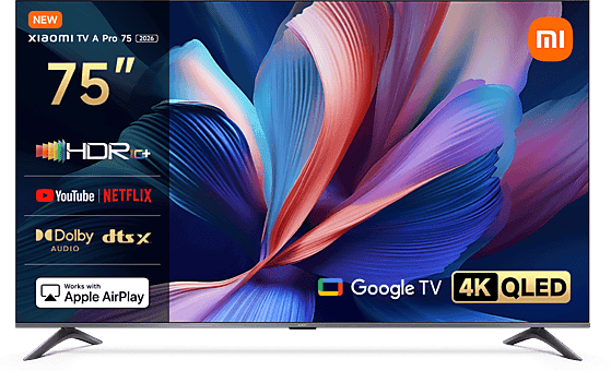 TV QLED 75" - Xiaomi 75 A PRO, 4K, Quad cortex A55, Smart TV, Google Negro