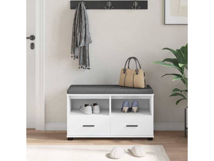BANC couloir Blanc - LEMON® Banc d'entrée - avec coussin avec tiroir - Blanc - 80x38x46cm 539 - Soldes