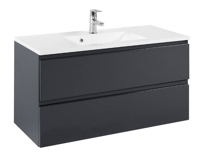 Waschtisch WELLTIME Cardiff , grau (graphitfarben), B:100cm H:56cm T:47cm, Waschtische, Waschtisch, Breite 100 cm