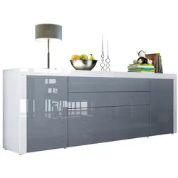SIDEBOARD La Paz Grau Hochglanz / Weiß Hochglanz