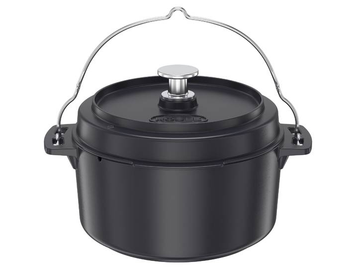 Grilltopf RÖSLE Dutch Oven , schwarz, H:22,5cm Ø:28cm, Töpfe, Grilltopf, Ø 28 cm