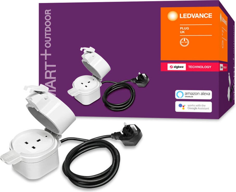 Ledvance Smart+ Plug ZigBee 8-stuks set, schakelbare buitenstekker IP44, compatibel met Philips Hue Bridge, Echo Plus en Show