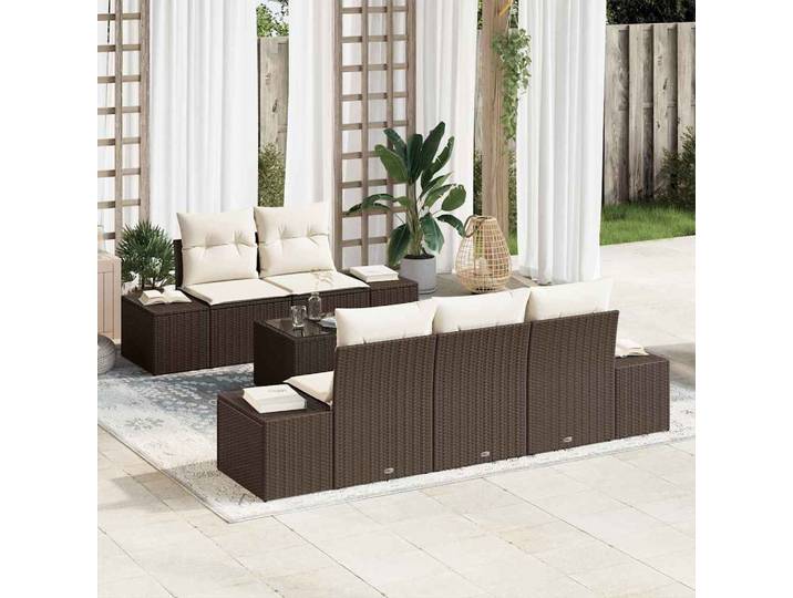 vidaXL Sofa Set Braun [Synthetisch]: Poly Rattan