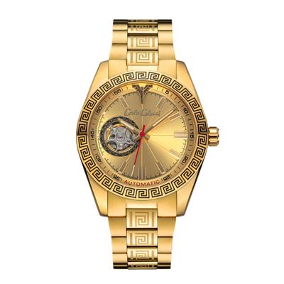 Automatikuhr CARLO COLUCCI, gold (goldfarben, gelbgoldfarben, goldfarben, gelbgoldfarben), Armbanduhren, Herren, goldfarben, Automatikuhr, Armbanduhr, Herrenuhr, Mechanische Uhr, Edelstahlarmband, analog
