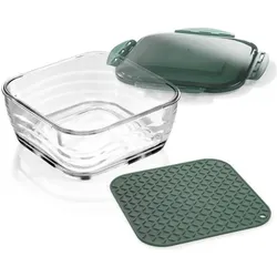 Genius Glasschüssel Set, 3-teilig, Schüssel + Schale, Blau, Transparent