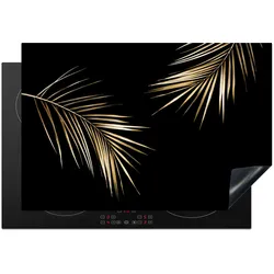 HERDABDECKPLATTE Blätter - Pflanzen - Gold - Schwarz - Luxus Glaskeramikkochfeldabdeckung 76x51.5 cm