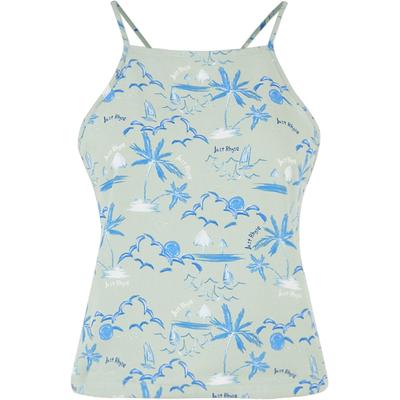 Muskelshirt JUST RHYSE "Just Rhyse Damen Just Rhyse Top Waikiki", Damen, Gr. XXL, blau (grün colorot), 100% Viskose, mehrfarbig, normal, U-Boot-Ausschnitt, Shirts