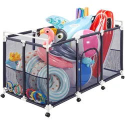 VEVOR Pool Aufbewahrungsbehälter 1590x815x915 mm, Organizer mit Seitentaschen, PVC-Rahmen, Netzkorb, Aufbewahrungsbox, Organisationskorb, Aufbewahrungskorb, Aufbewahrungswagen für Poolspielzeug