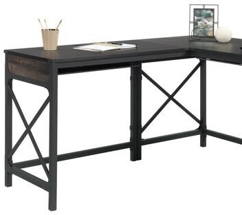 Klair Living "Wood Desk Return 36"" with Expanded Workspace, Brown"