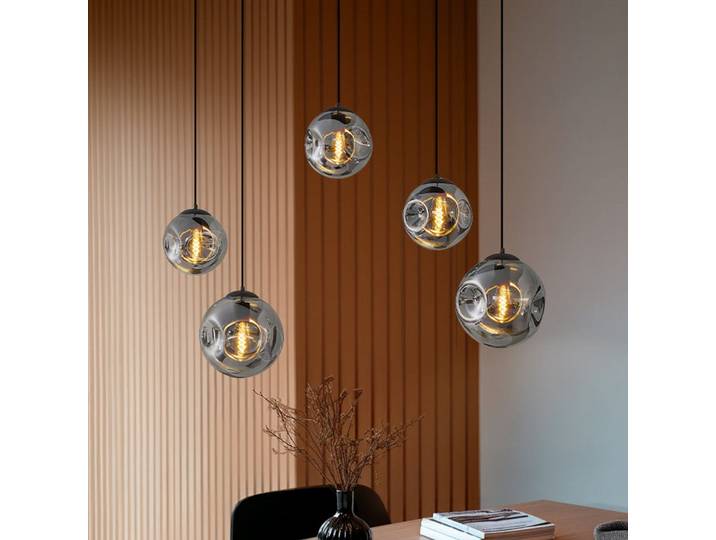 Valentina 5 Oval Pendelleuchte Smoked Grey/Coffee - Lindby - Wohnzimmer - Design - Glas - Mehrflammig