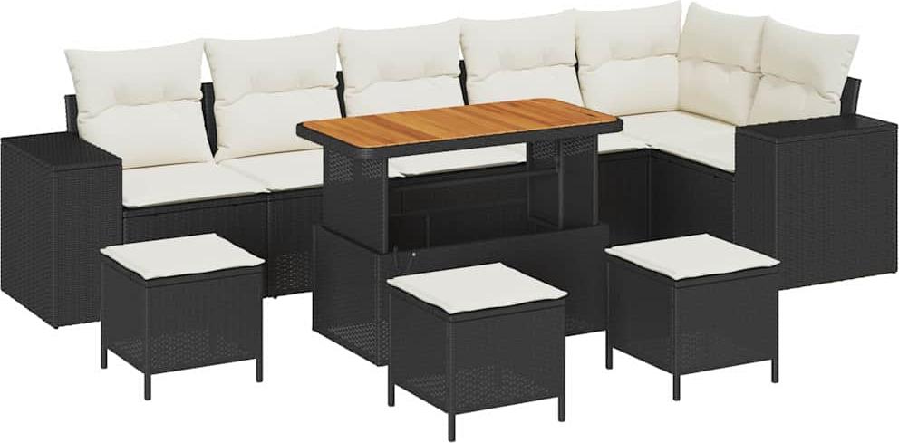 Garten-Sofa-Set 10 pcs Schwarz Poly-Rattan