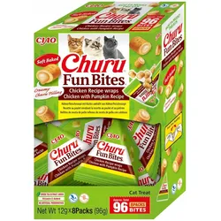 INABA CAT FUN BITES Huhn und Kürbis – Weiche Häppchen für Katzen, 8x12 g (96g)