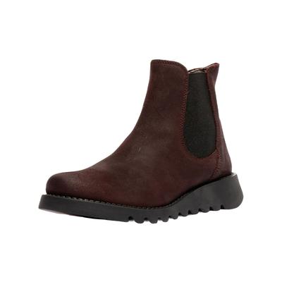 Stiefelette FLY LONDON "Fly London Stiefelette Veloursleder/Textil", Damen, Gr. 37, braun (burgundy), Textil, Veloursleder, Schuhe Stiefelette