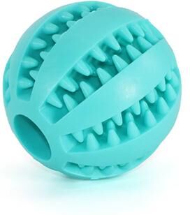 The Handy Homestead Tough Chew Dog Treat Dispensing Ball For Teeth Cleaning And Interactive Play light Green s