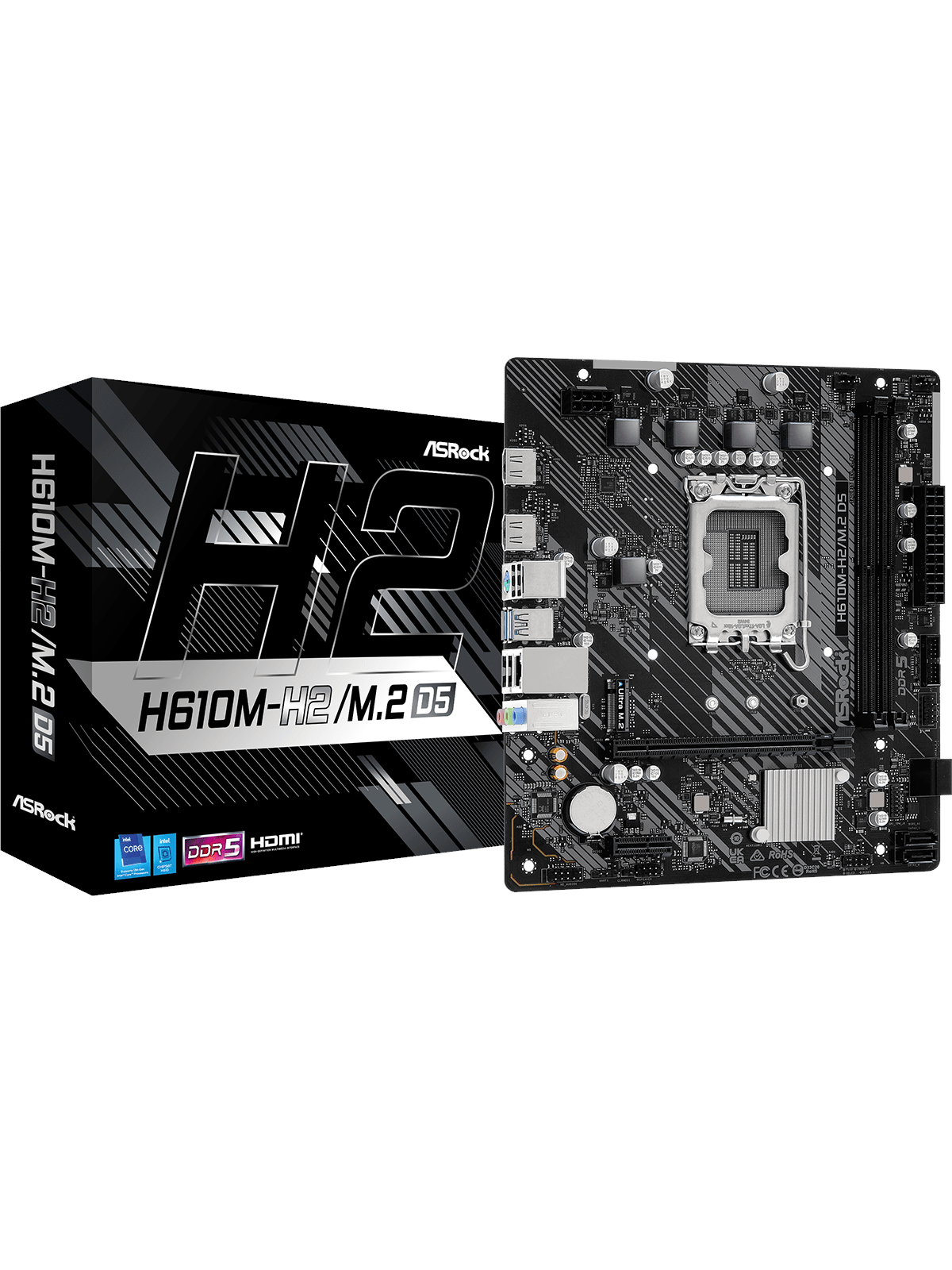 ASRock H610M-H2/M.2 D5 Mainboard - Intel H610 - Intel LGA1700 - DDR5 RAM - Micro-ATX