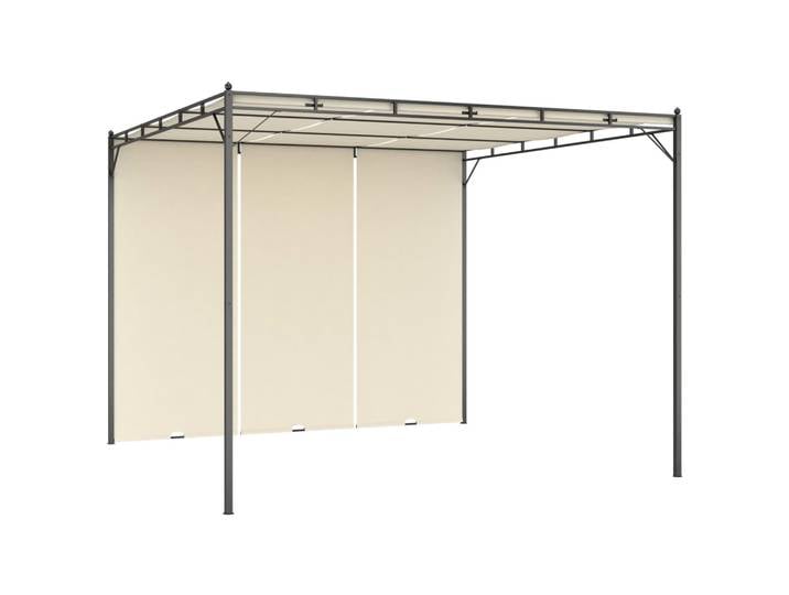 Gazebo de jardin avec rideau latéral 3x3x2,25 m, auvent de camping familial crème, tente pliante portable, protection solaire, pergola imperméable