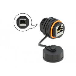 Delock 86695 Kabelverbinder RJ45 Buchse zu RJ45 Buchse Cat.6A mit Verschlusskappe wasserfest 86695 Kabel Schwarz 1 St.