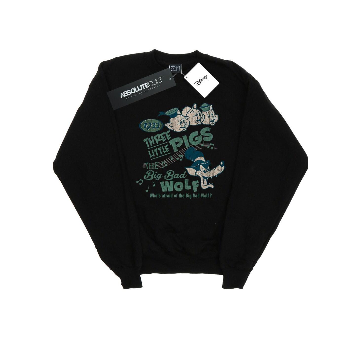 Disney Jongens Drie Kleine Varkens Wie Is Bang Van De Grote Boze Wolf Sweatshirt (Zwart)