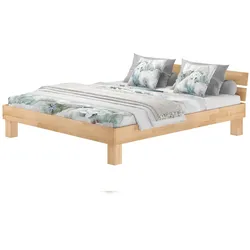 Erst-Holz Doppelbett Überlänge Kingsize 180x220 Buche Massivholz natur Zubehör wählbar V-60.80-18-220  ohne Zubehör