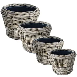 Pflanzkorb Pflanzentreppe 4tlg Rattan Korb Pflanzkübel
