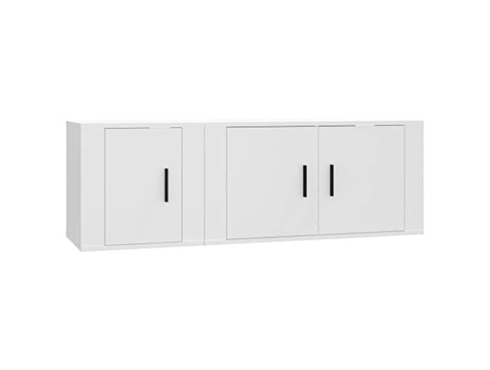 GKHPYURE TV-Möbel-Set, 2-teilig, weiß, Holz, mehrschichtig Wanddesign, großer Stauraum, praktische Türen, einfache Montage