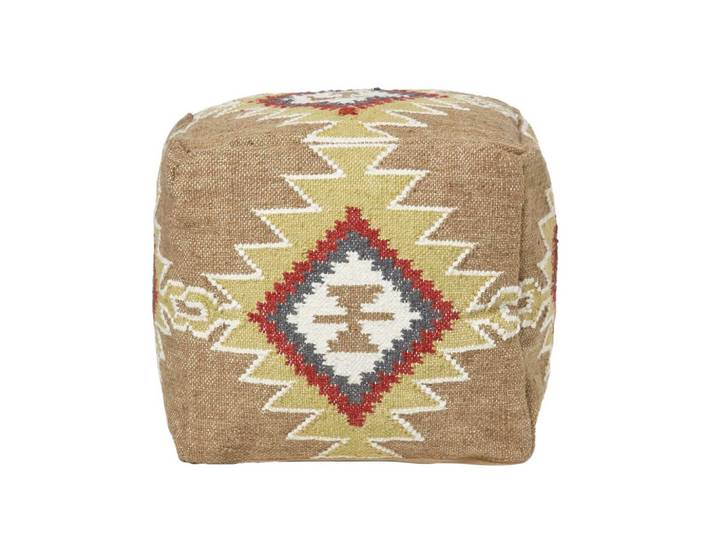KELIM-POUF Jaipur mit Ethno-Muster, 43/43/43 cm
