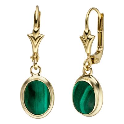 Paar Ohrhänger JOBO, gelb (gelbgold 585), Ohrringe, Damen, Gelbgold 585, oval 585 Gold