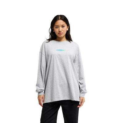 Langarmshirt QUIKSILVER "Boyfriend", Damen, Gr. M, light grau heather, Obermaterial: 100% Baumwolle., Shirts Langarmshirt