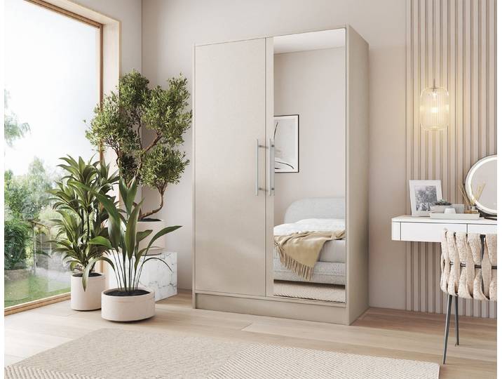 MOEBLO Drehtürenschrank KAVIRA 120 (Modernes, platzsparendes Kleiderschrank-Design mit Spiegeloption, Kleiderschrank 2-türig Schrank Garderobe Schlafzimmer Drehtürenschrank) (BxHxT): 120x200x60cm