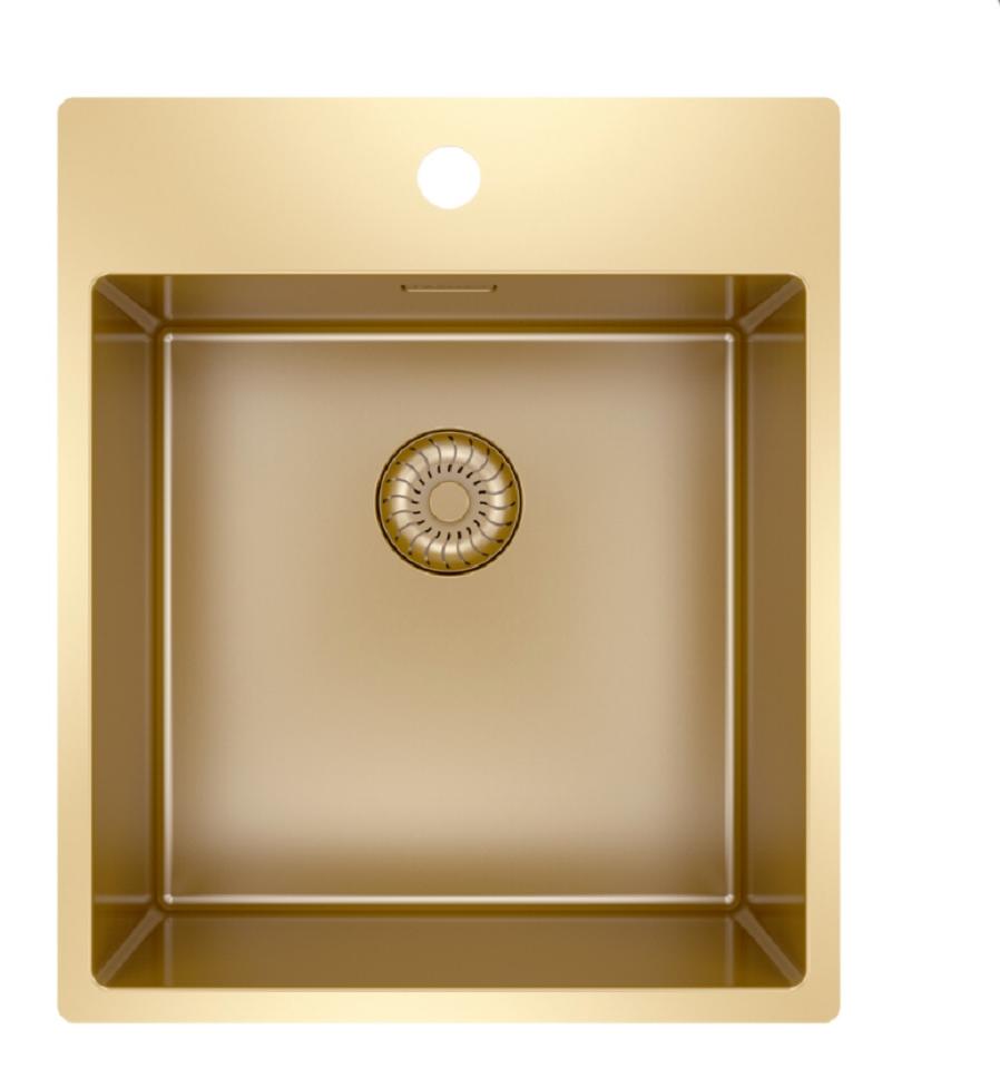 Caressi CAPP40KR10G Spüle, Einbau, Flächenbündig (HPL). Gold (PVD).