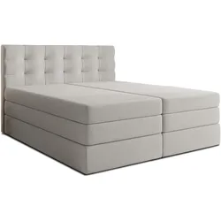 BOXSPRINGBETT FINIKE 160x200 cm mit Bettkasten und 2 Matratzen - Beige + TOPPER