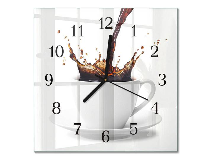 Tulup Wanduhr 30x30 cm - Kaffee, Weiß, Glas, Quadratisch, 30x30x0.4 cm, Dekoration, Uhren, Wanduhren