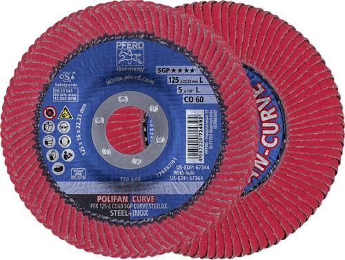Fächerscheibe POLIFAN CO SGP CURVE STEELOX D.125mm K.60 CURVE INOX/Stahl L PFERD
