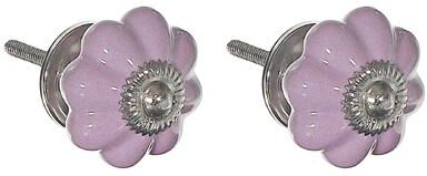 IH Casa Decor Decorative Scalloped Ceramic Knob Set Of 2 Purple - Set of 2
