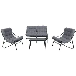 4-teiliges Gartenmöbelset VIBE Sessel Sofa Tisch GRAU