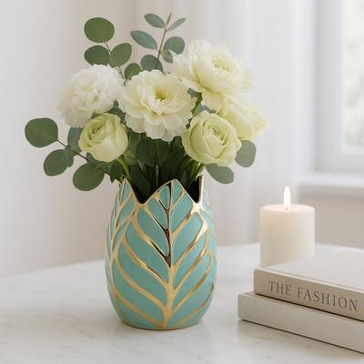 Sagebrook Home Ceramic Modern Leaf Sculptural Flower Vase