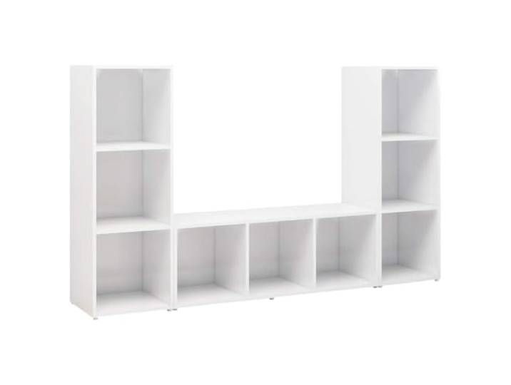 LKJephalotrope 3er Set TV Lowboard Fernsehtisch Weiß 107x35x37 cm Flexibles TV-Regal für Wohnzimmer und Schlafzimmer, horizontal oder vertikal aufstellbar mit 3 Fächern.