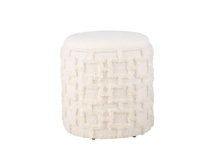 Hocker Textil rund 40 x 40 x 45 cm Creme