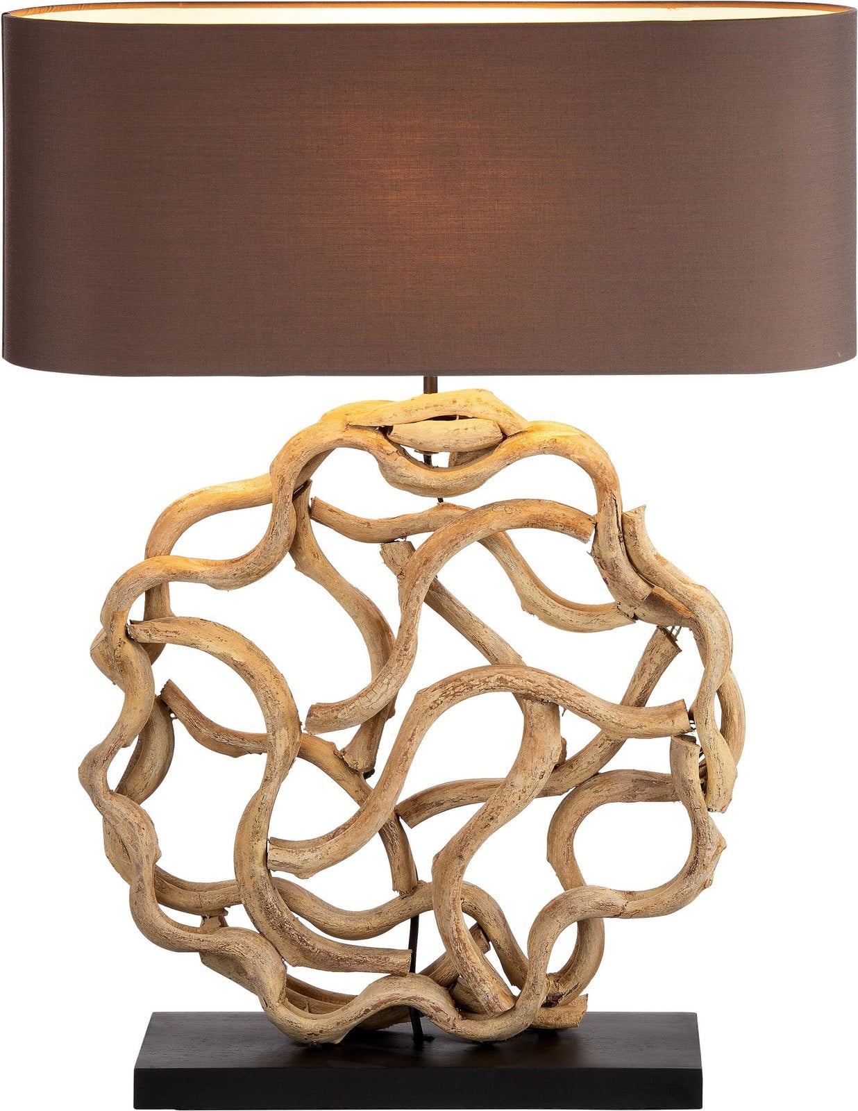 Gilde tafellamp Circle of Roots, hout, natuurlijke kleur, B: 55 cm, D: 20 cm, H: 71 cm