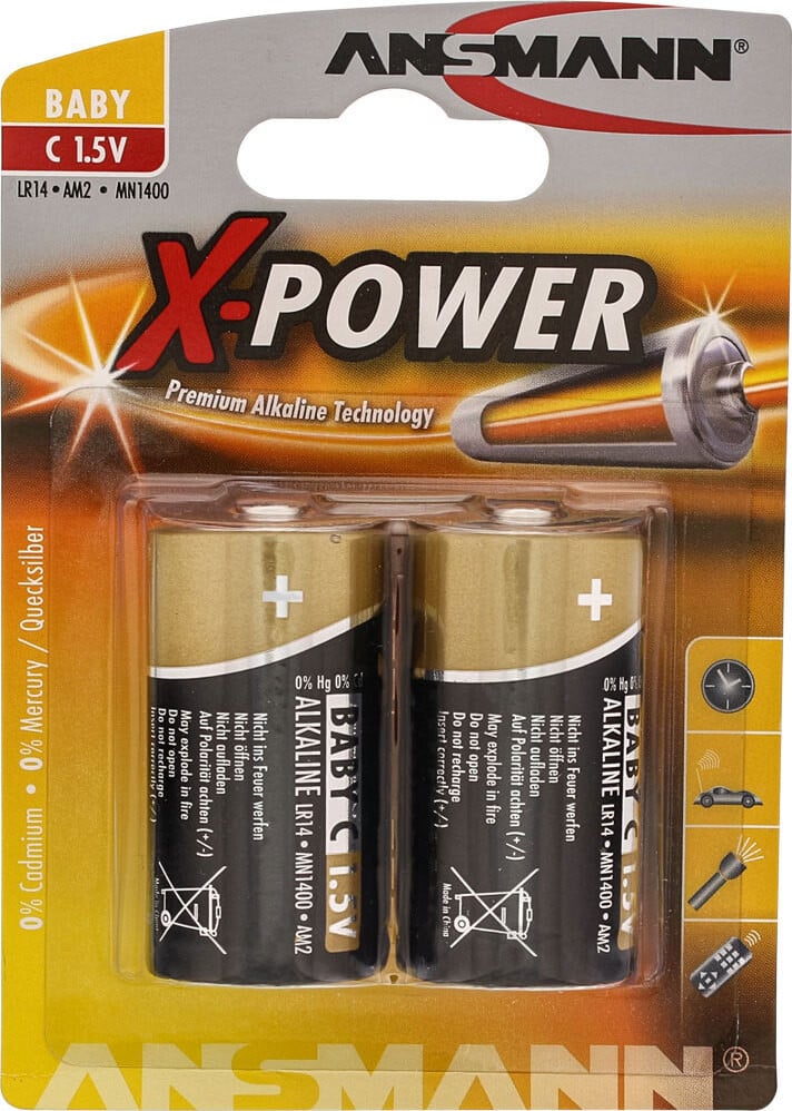 Ansmann X-Power Alkaline Baby Batterijen C, 2 stuks, 7,5mAh