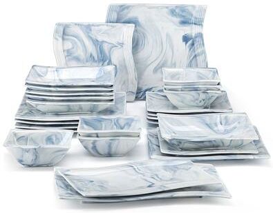 MALACASA Flora Porcelain Wavy Modern Dinnerware Set (Service for 6)