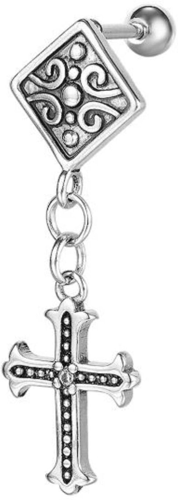 Single-Ohrstecker FIRETTI "Schmuck Geschenk Ohrschmuck einzeln Kreuz", silber (edelstahlfarben, kristallweiß, kristallweiß), Ohrringe, Damen, Edelstahl, Single-Ohrstecker, mit Zirkonia (synth.) edelstahlfarben, kristallweiß, kristallweiß Edelstahl