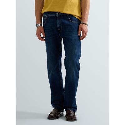 Straight-Jeans REPLAY "Aideen", Herren, Gr. 32, Länge 32, blau (dunkelblau c007), Denim/Jeans, Obermaterial: 99% Baumwolle, 1% Elasthan, straight fit lang, Jeans Straight-Jeans, im 5-Pocket-Stil