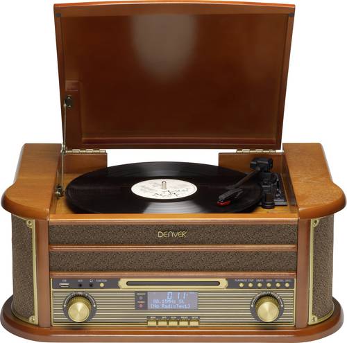 Denver MRD-51 USB-Plattenspieler Riemenantrieb Holz