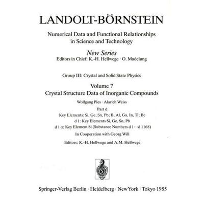 Key Element: Si / Schlüsselelement: Si, Gebundene Ausgabe von W. Pies,A. Weiss, Springer Berlin, 978-3-540-13562-3