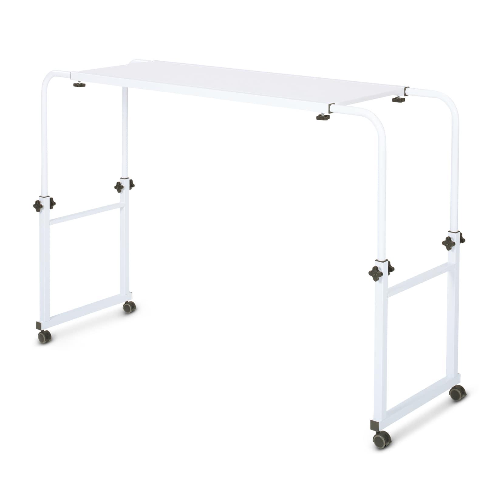 Betttisch auf Rollen, höhenverstellbar 78 bis 120cm, längenverstellbar 119 bis 190cm, weiß