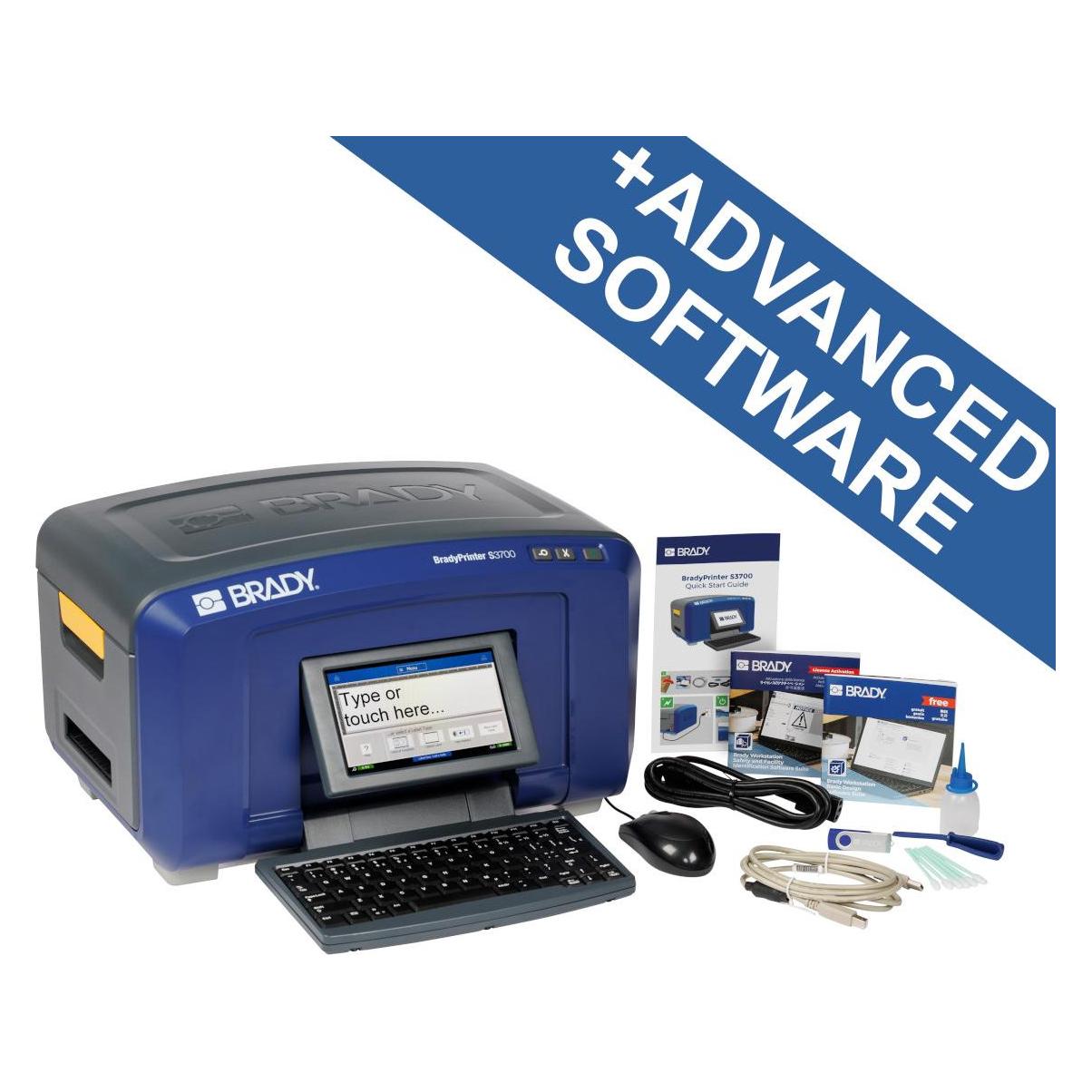 Brady S3700-QZ-SFIDS, S3700 Mono-/Multicolor Schilder- & Etikettendrucker mit Tastatur, Abschneide (S3700-QZ-BWS)