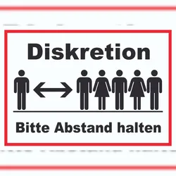 HB-Druck Diskretion Bitte Abstand halten Schild Rücksichtnahme A1 (594x841mm)