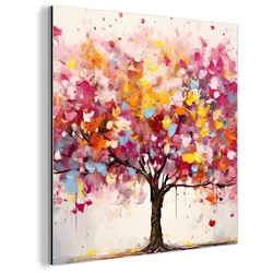 METALLBILD Aquarell - Baum - Kunst - Abstrakt 90x90 cm